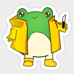 Kawaii Fog holding a Knife, Funny Frog Lover Sticker